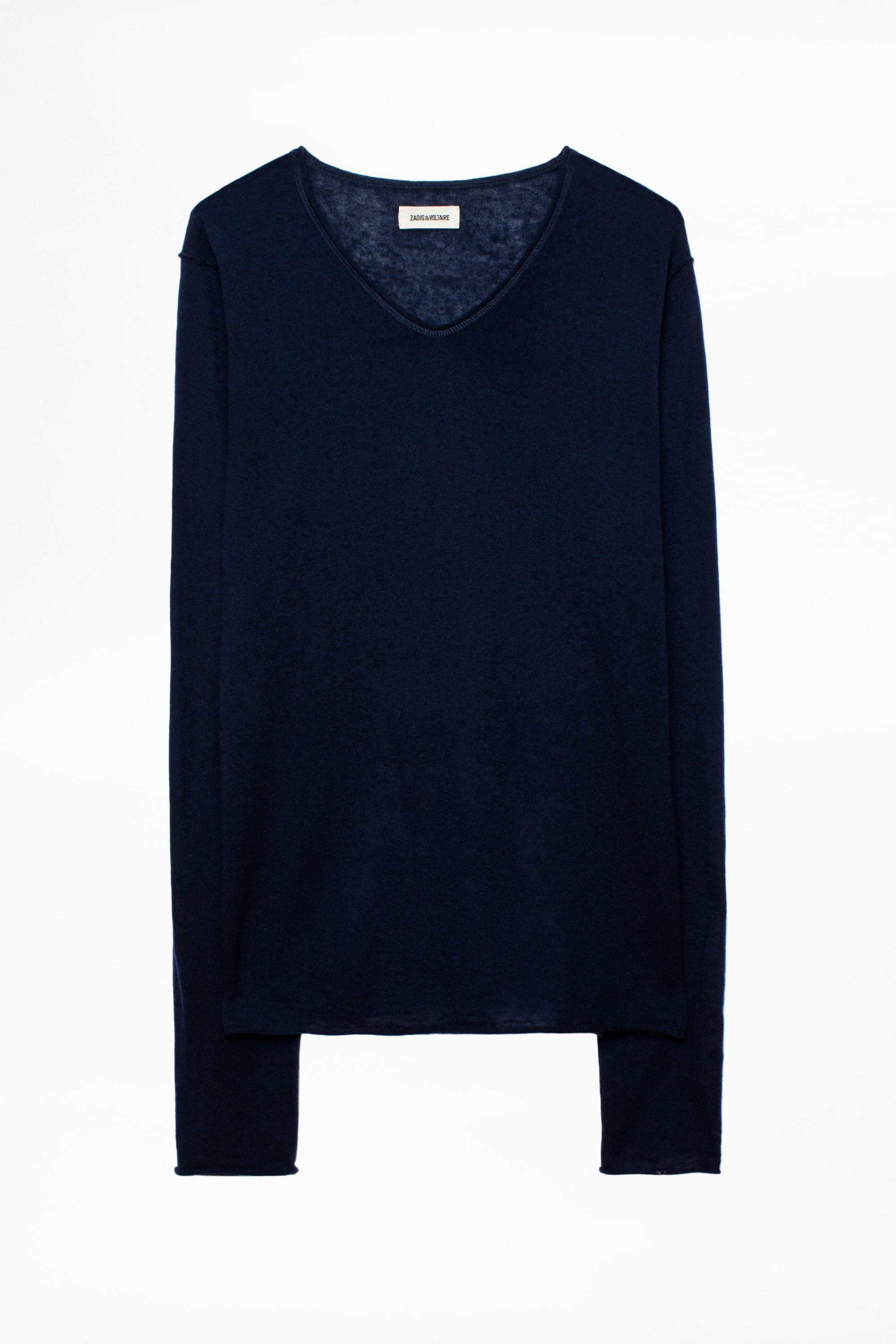 Ginger Cachemire sweater - Men's navy blue feather cashmere sweater.
